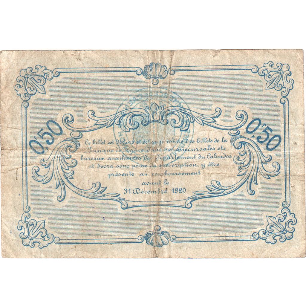 Francja, Caen & Honfleur, 50 Centimes, 1920-12-31, 0.03, VF(20-25)