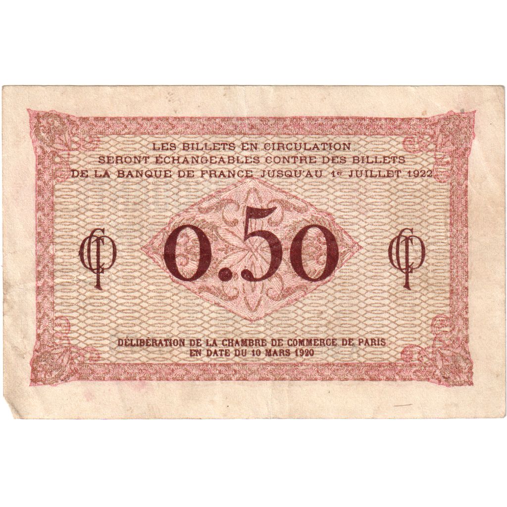 France, Paris, 50 Centimes, N.D, A.26, VF(20-25)