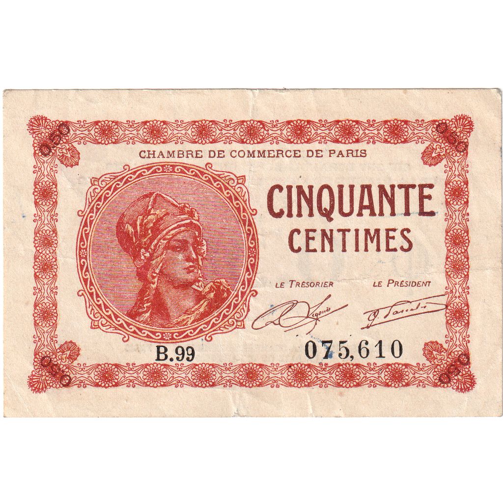 France, Paris, 50 Centimes, N.D, A.26, EF(40-45)