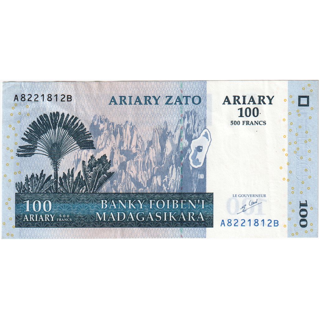 Madagascar, 500 Francs = 100 Ariary, UNZ