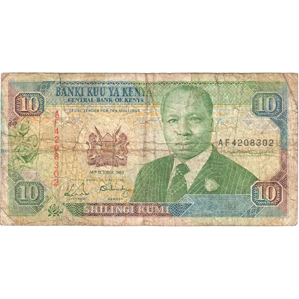 Kenia, 10 Shillings, 1989-10-14, VG(8-10)