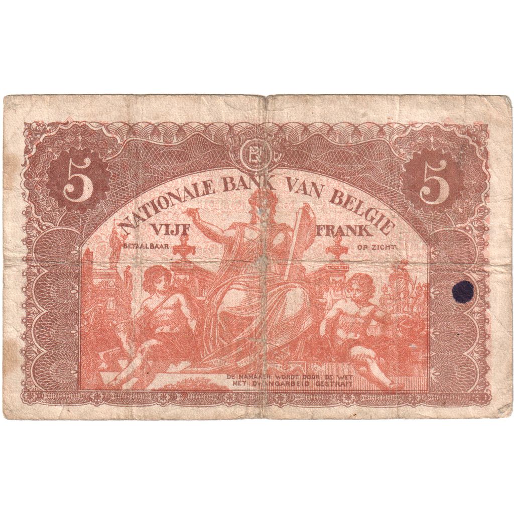 Belgien, 5 Francs, 1919-01-25, SGE