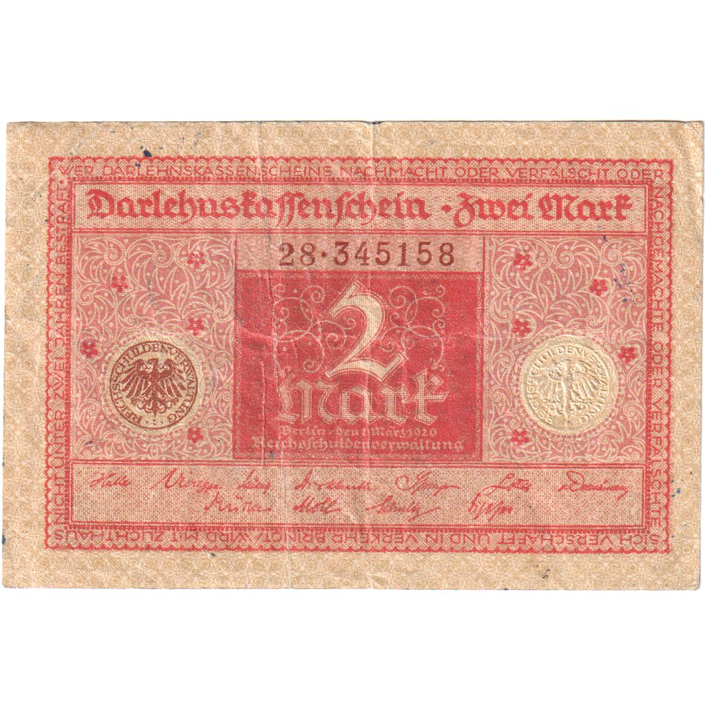 Alemania, 2 Mark, 1920-03-01, BC