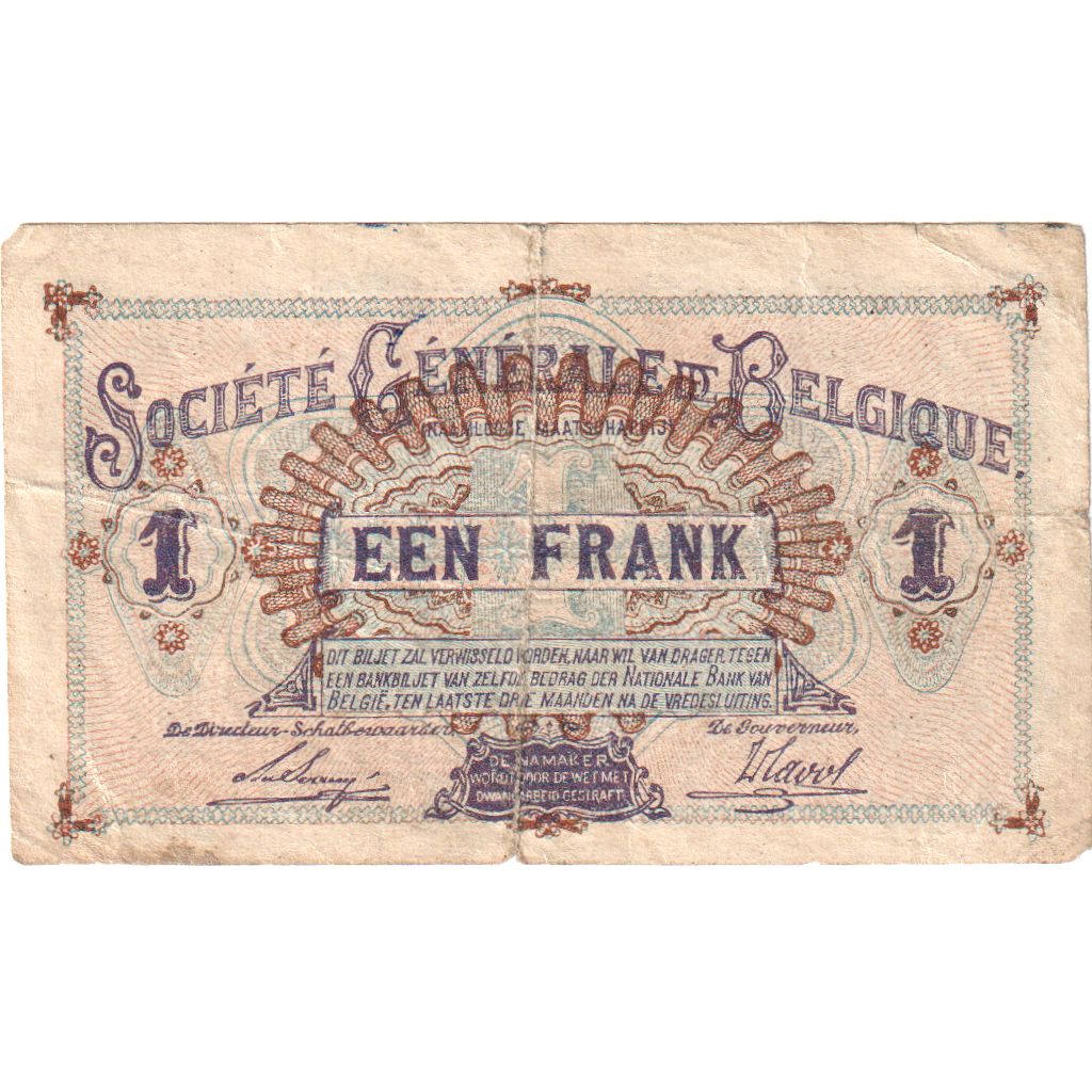 Bélgica, 1 Franc, 1916-09-13, BC