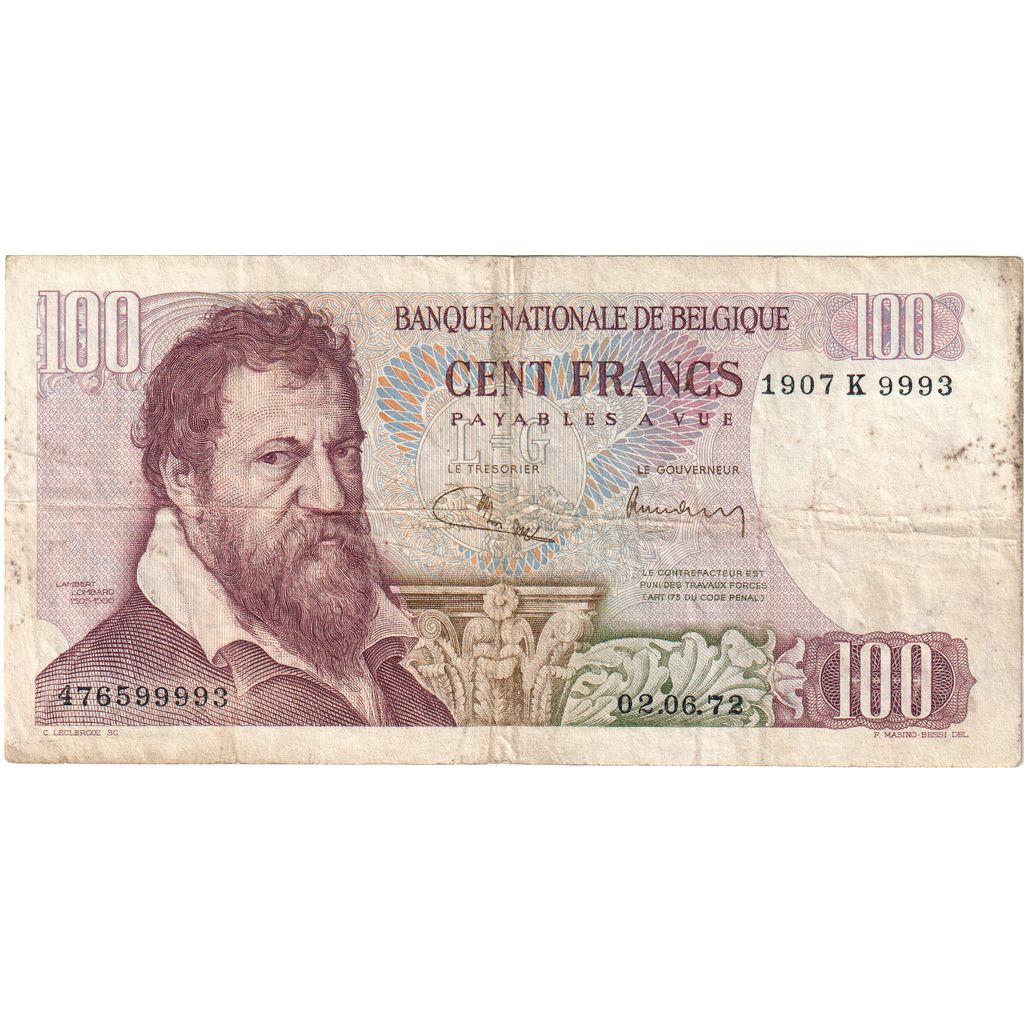 Belgio, 100 Francs, 1972-06-02, B+