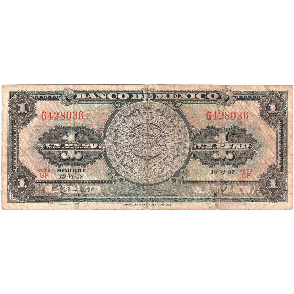 Mexique, 1 Peso, 1957-06-19, B+