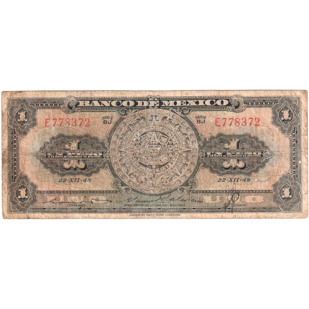 Mexico, 1 Peso, 1948-12-22, VG(8-10)