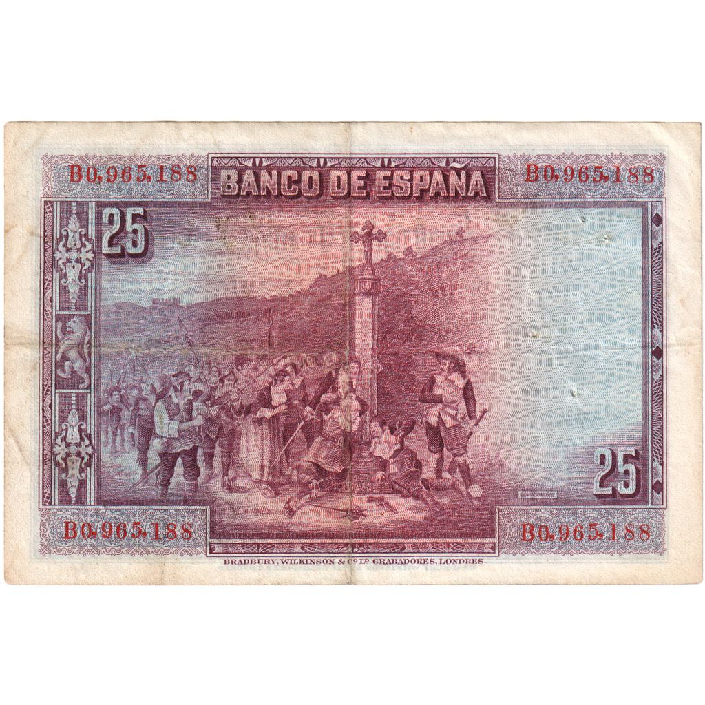 Spain, 25 Pesetas, 1928-08-15, VF(30-35)