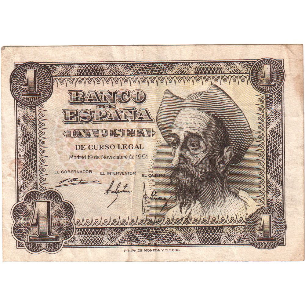 Spagna, 1 Peseta, 1951-11-19, MB+