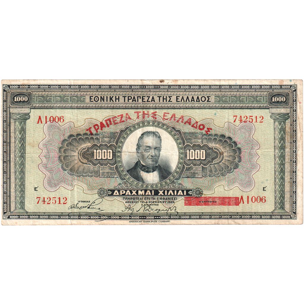 Grèce, 1000 Drachmai, 1926-11-04, TB