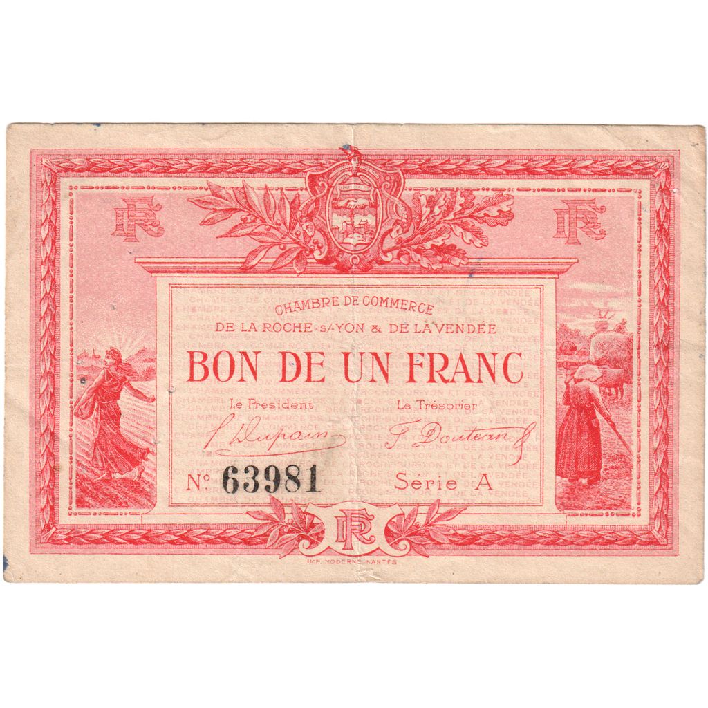 Francia, La Roche-sur-Yon, 1 Franc, Bon Pour, MBC