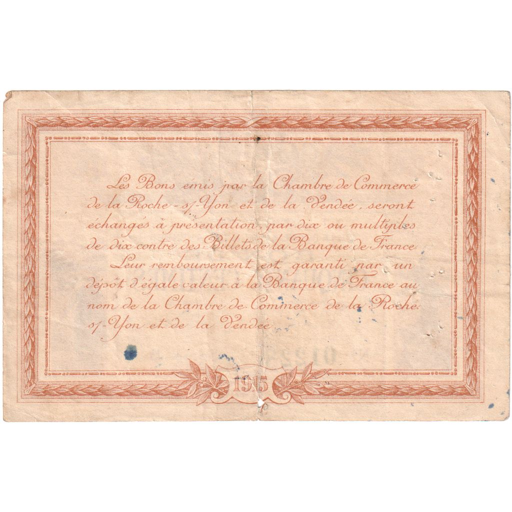 France, La Roche-sur-Yon, 50 Centimes, Bon de, VF(30-35), Pirot:65-1