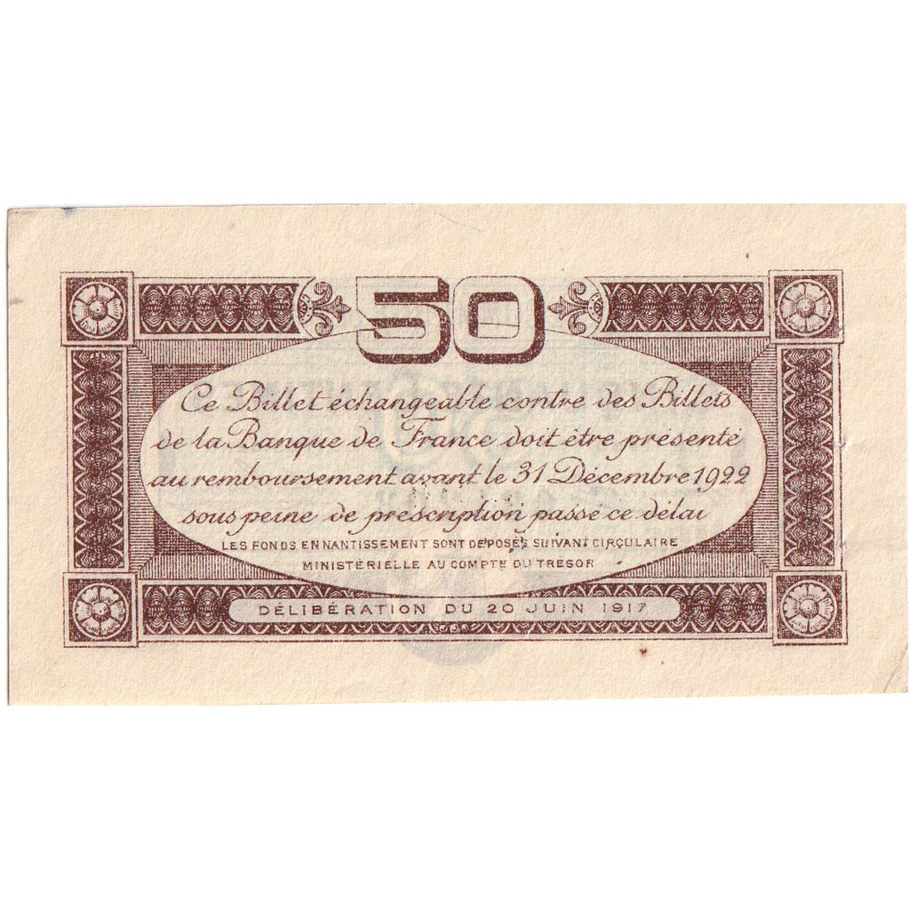 França, Toulouse, 50 Centimes, 1917-06-20, Chambre de Commerce, AU(50-53)