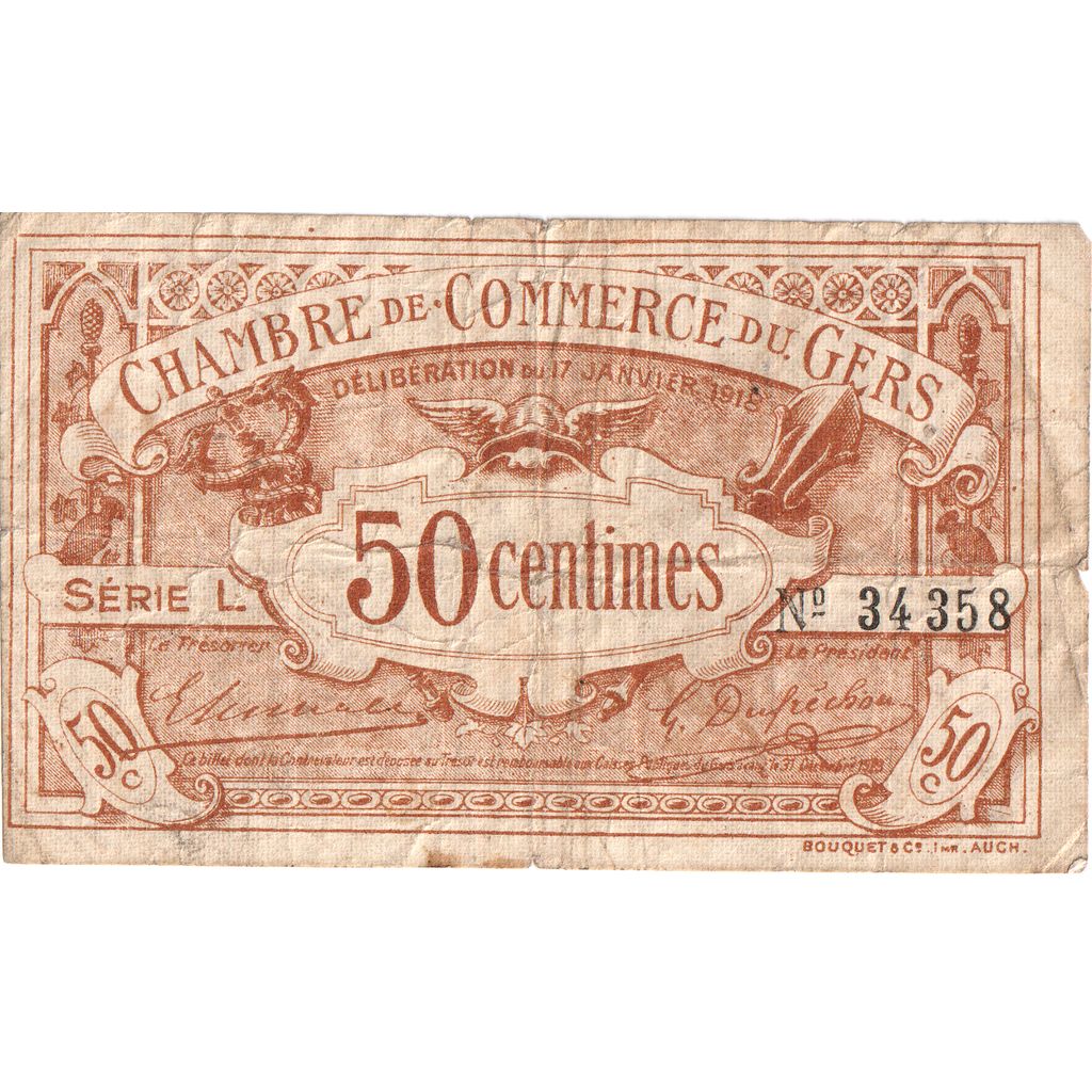 Francja, 50 Centimes, 1918-01-17, VF(20-25), Pirot:15-12