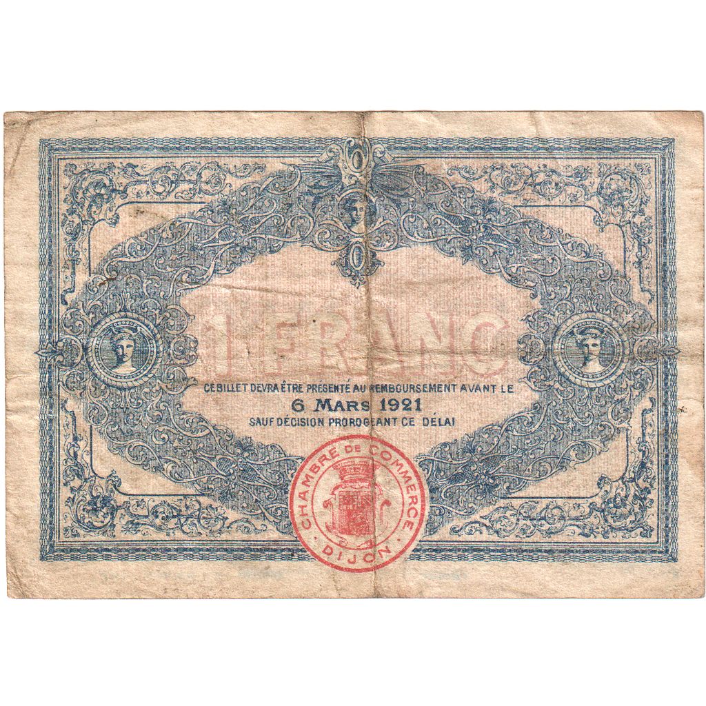 França, Dijon, 1 Franc, 1916-03-06, 684098, VF(30-35), Pirot:53-14