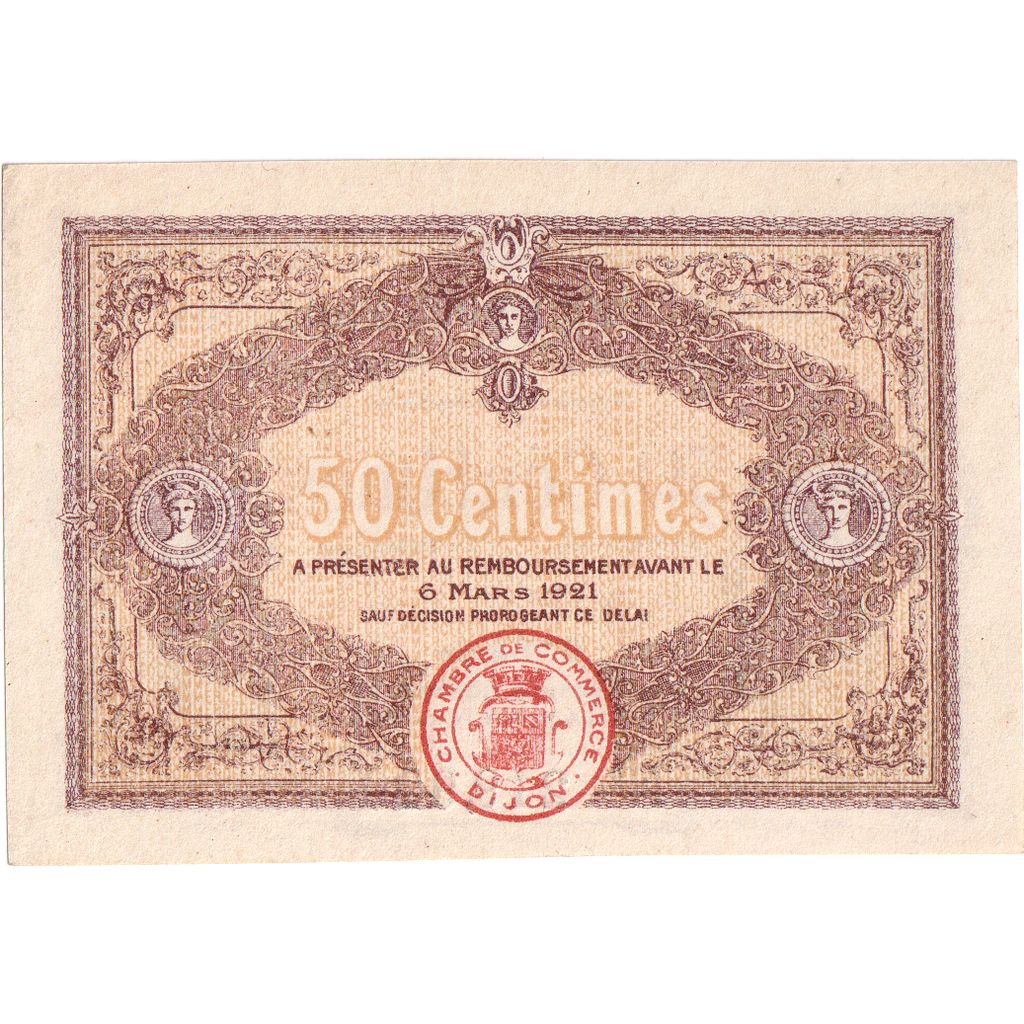 França, Dijon, 50 Centimes, 1916-03-06, UNC(65-70), Pirot:53-7