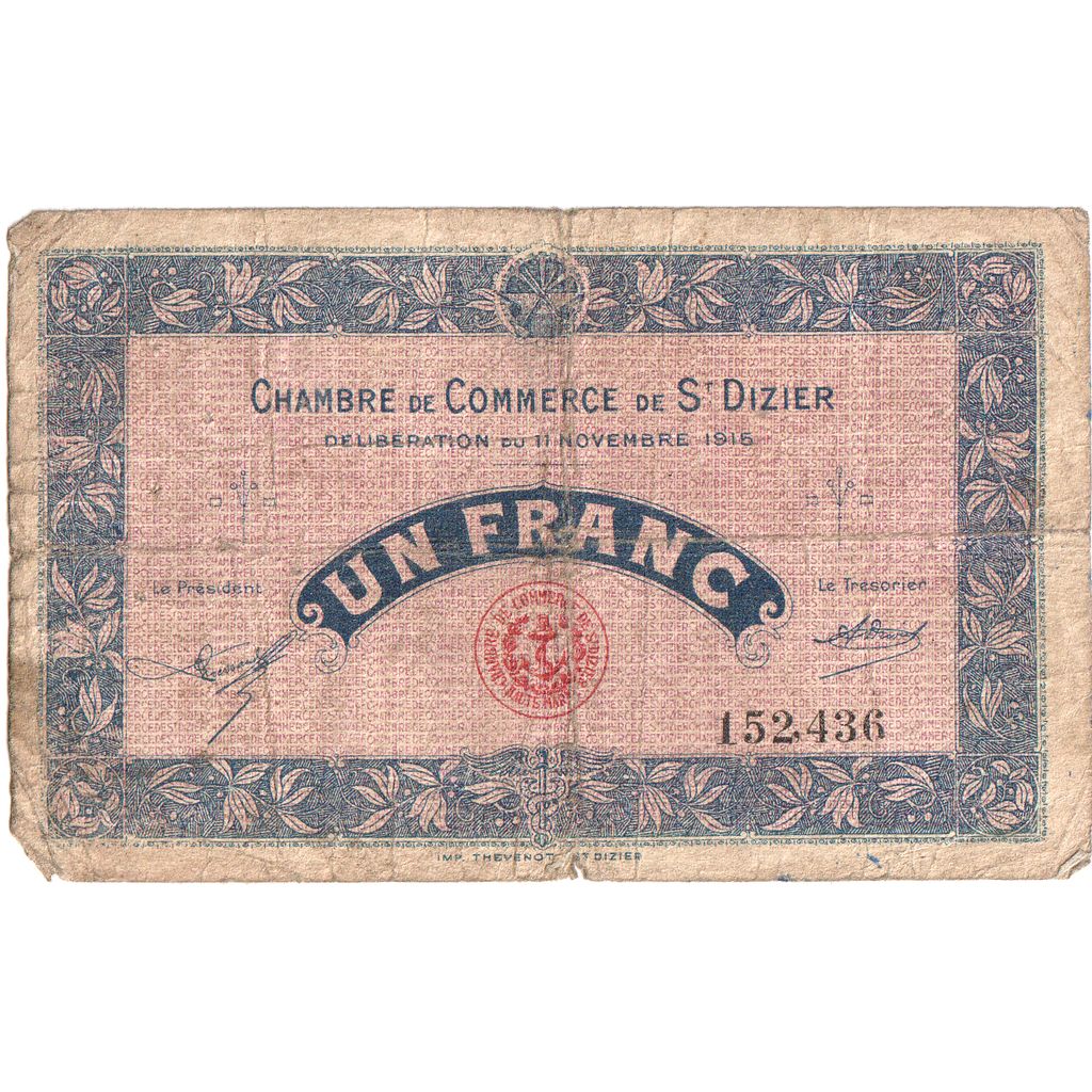 France, Saint-Dizier, 1 Franc, 1915-11-11, F(12-15), Pirot:113-12