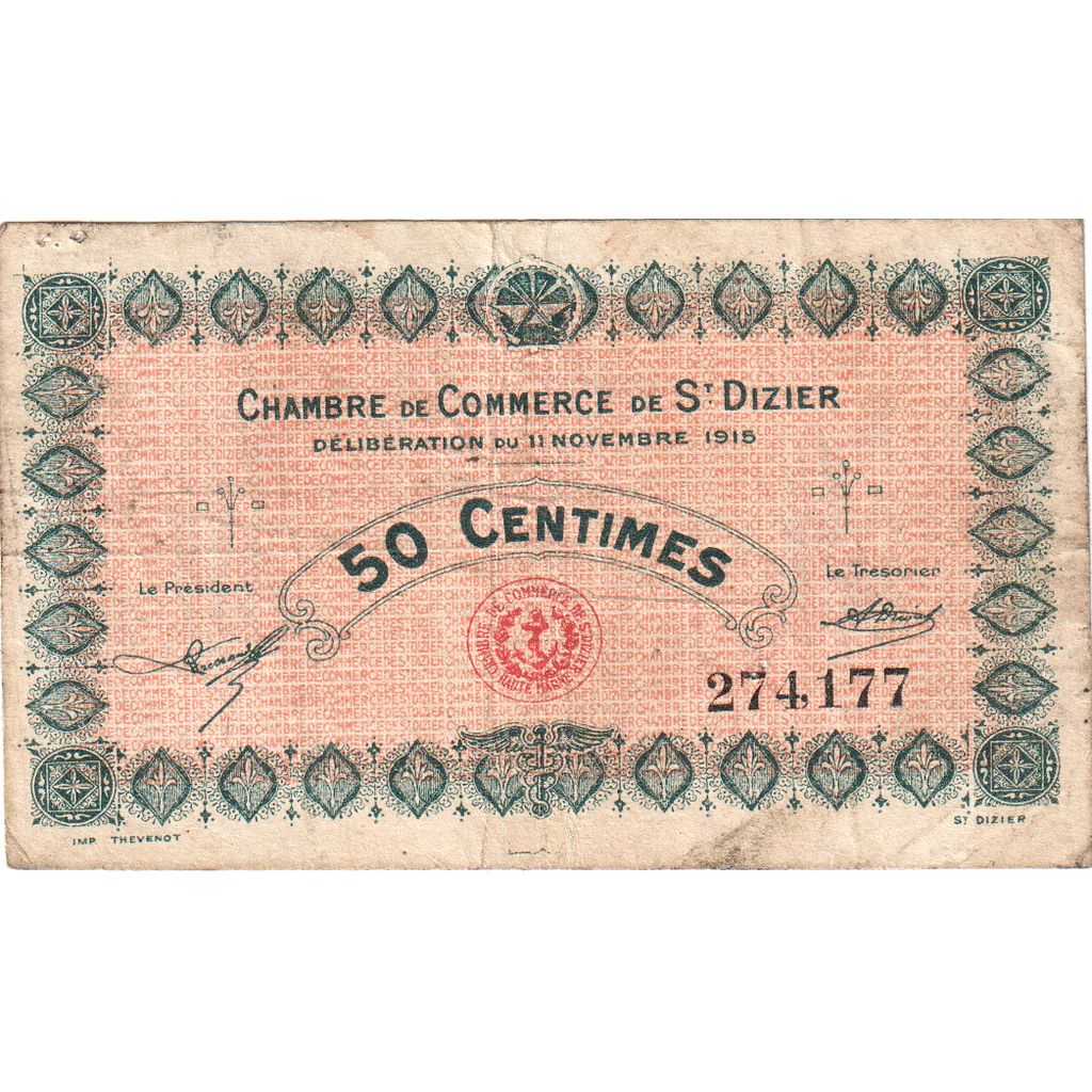 França, Saint-Dizier, 50 Centimes, 1915-11-11, VF(30-35), Pirot:113-11