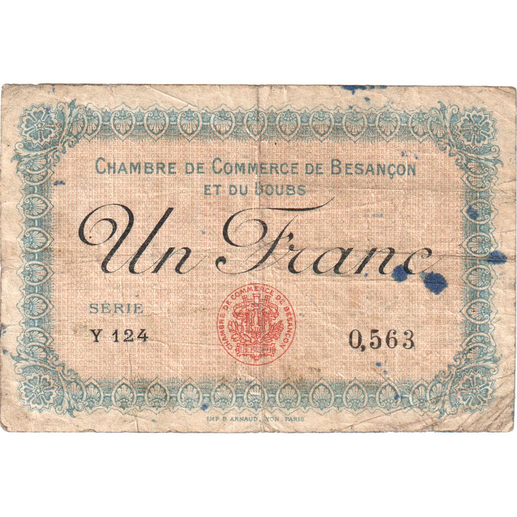 Frankrijk, Besançon, 1 Franc, 1915-08-02, TB, Pirot:025.12