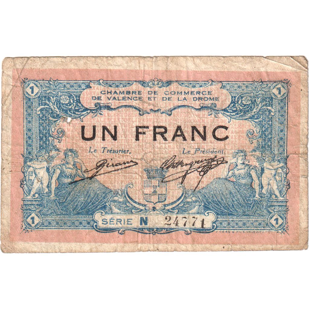 France, Valence, 1 Franc, 1915-02-23, F(12-15), Pirot:127-7
