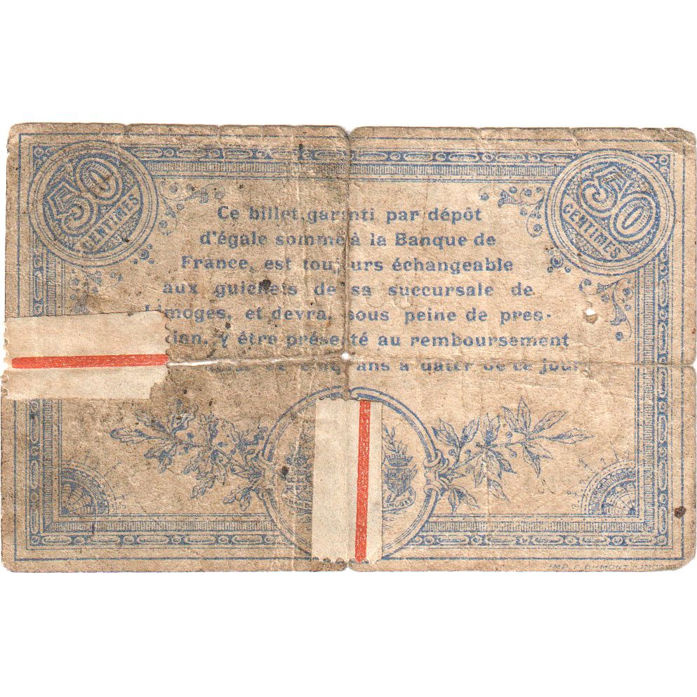 Francia, Limoges, 50 Centimes, 1914-08-17, B, Pirot:73-1