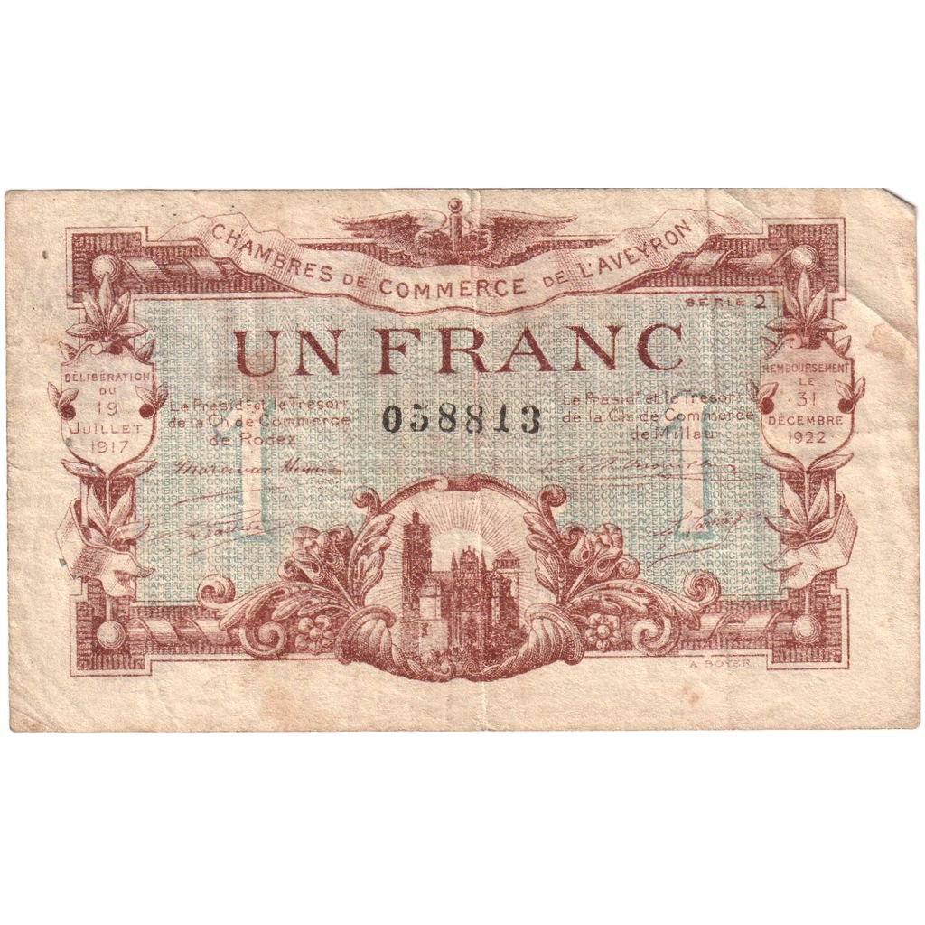 Francia, Rodez, Franc, 1917-07-19, BC, Pirot:108-14