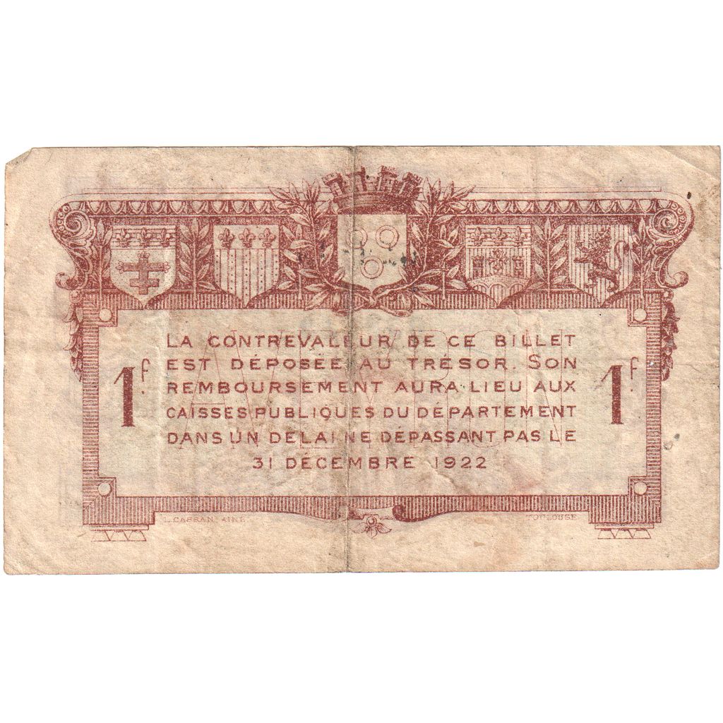 Francia, Rodez, Franc, 1917-07-19, BC, Pirot:108-14