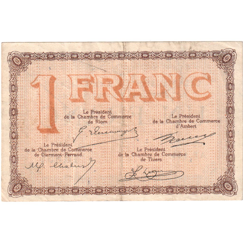 Frankreich, Puy De Dôme, 1 Franc, 1920-01-01, S, Pirot:103-25