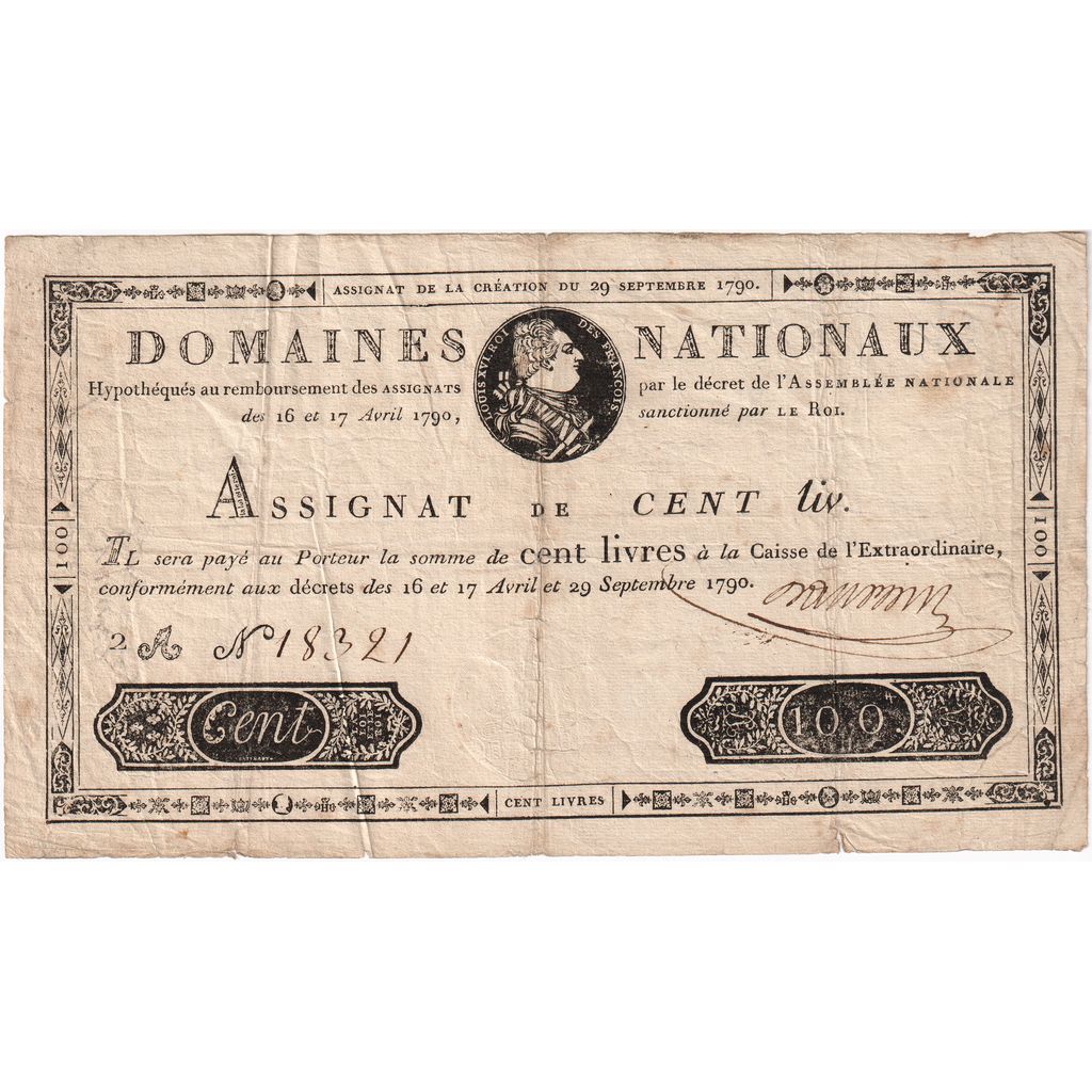 França, 100 Livres, 1790-09-29, VF(30-35)