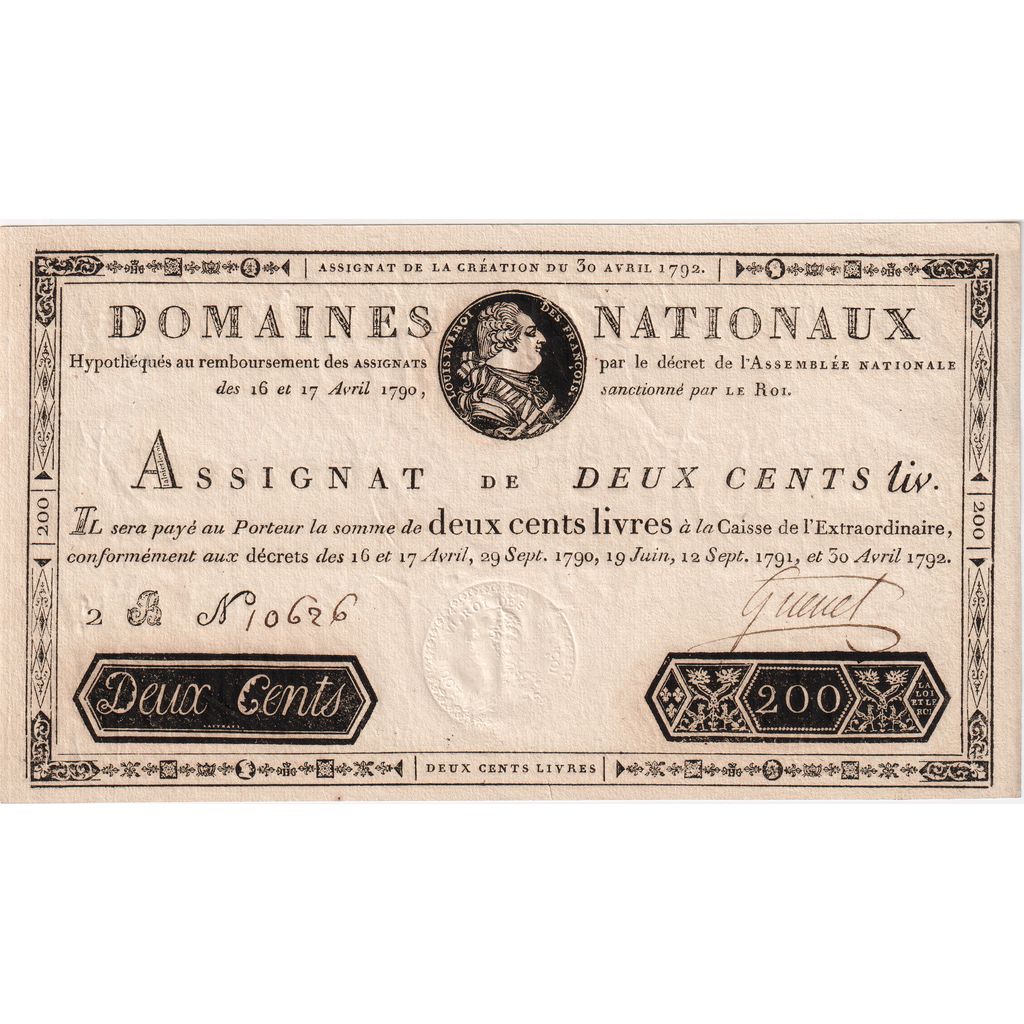 França, 200 Livres, 1792-04-30, EF(40-45)