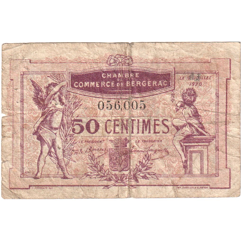 Francia, Bergerac, 50 Centimes, 1920-07-12, Chambre de Commerce, RC+
