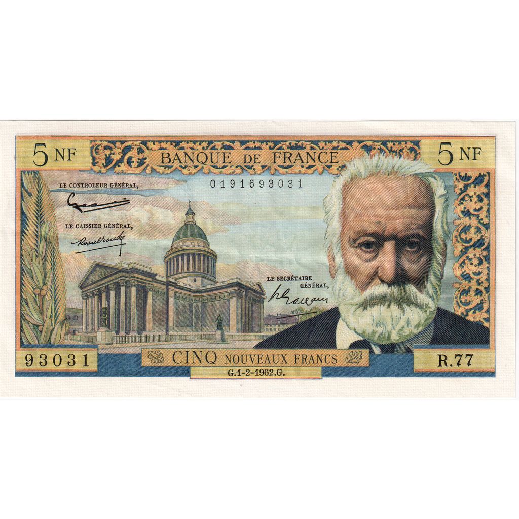 Frankrijk, 5 Nouveaux Francs, Victor Hugo, 1962-02-01, R.77, TTB