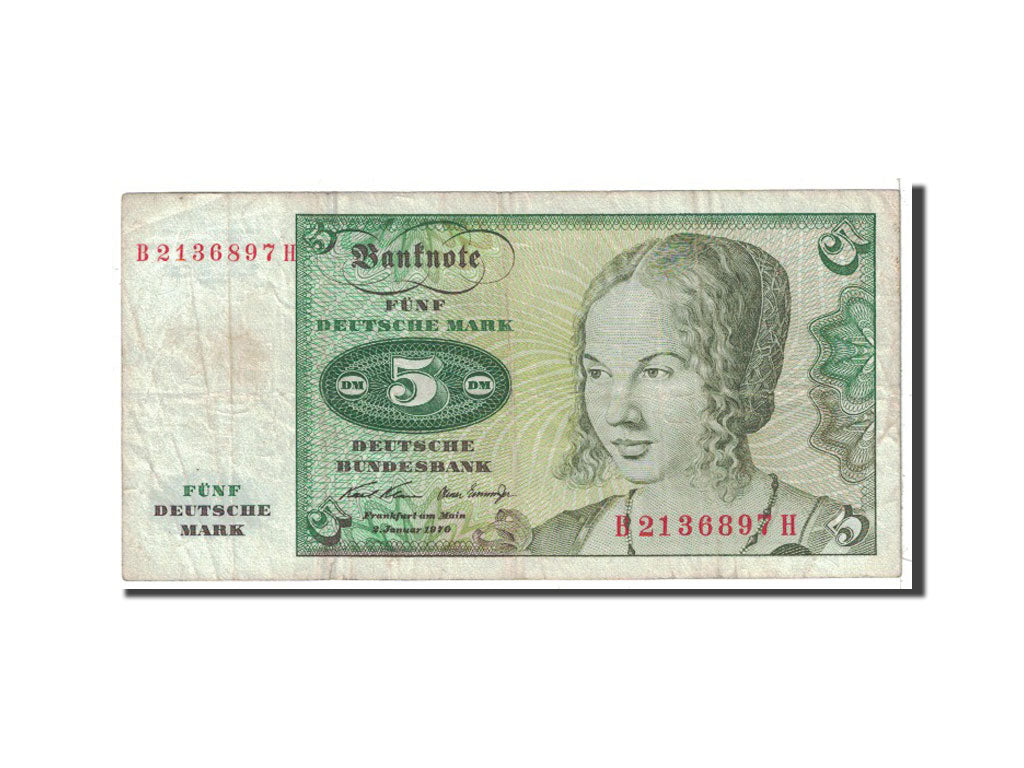Banknote, GERMANY - FEDERAL REPUBLIC, 5 Deutsche Mark, 1970, Undated, KM:30a