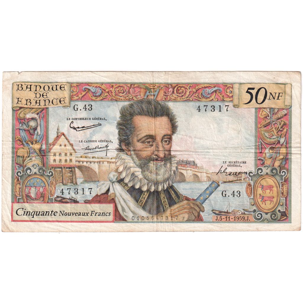 Frankrijk, 50 Nouveaux Francs, Henri IV, 1959-11-05, G.43, TB+