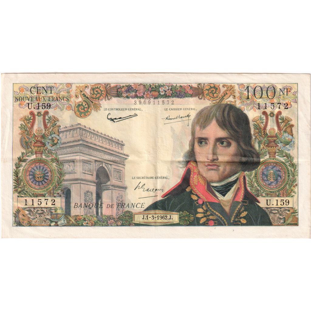 France, 100 Nouveaux Francs, Bonaparte, 1962-03-01, U.159, VF(30-35)