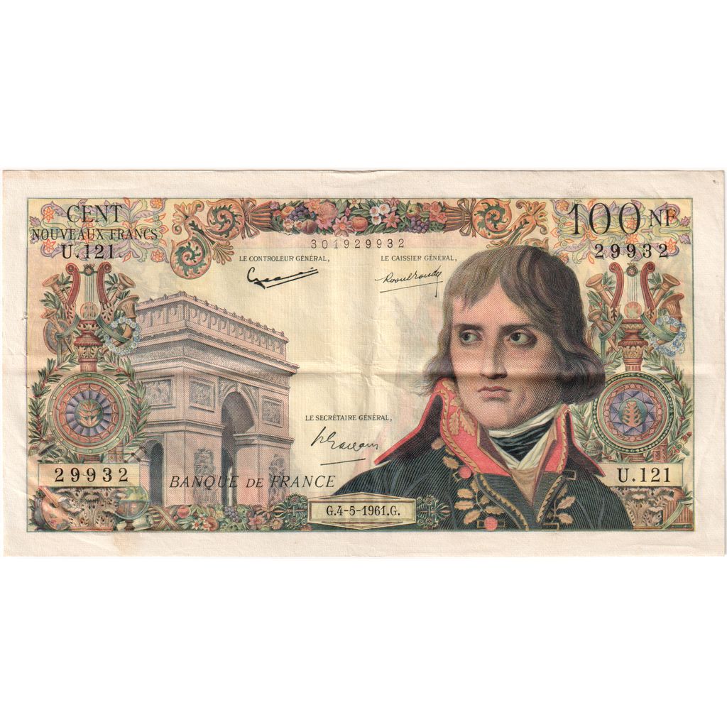França, 100 Nouveaux Francs, Bonaparte, 1961-05-04, U.121, VF(30-35)