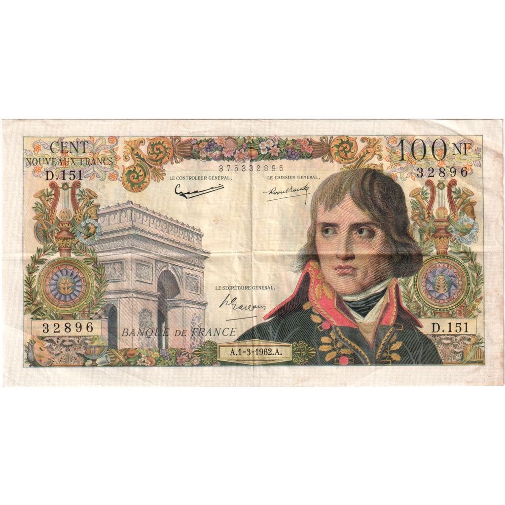 Francia, 100 Nouveaux Francs, Bonaparte, 1962-03-01, D.151, BC+