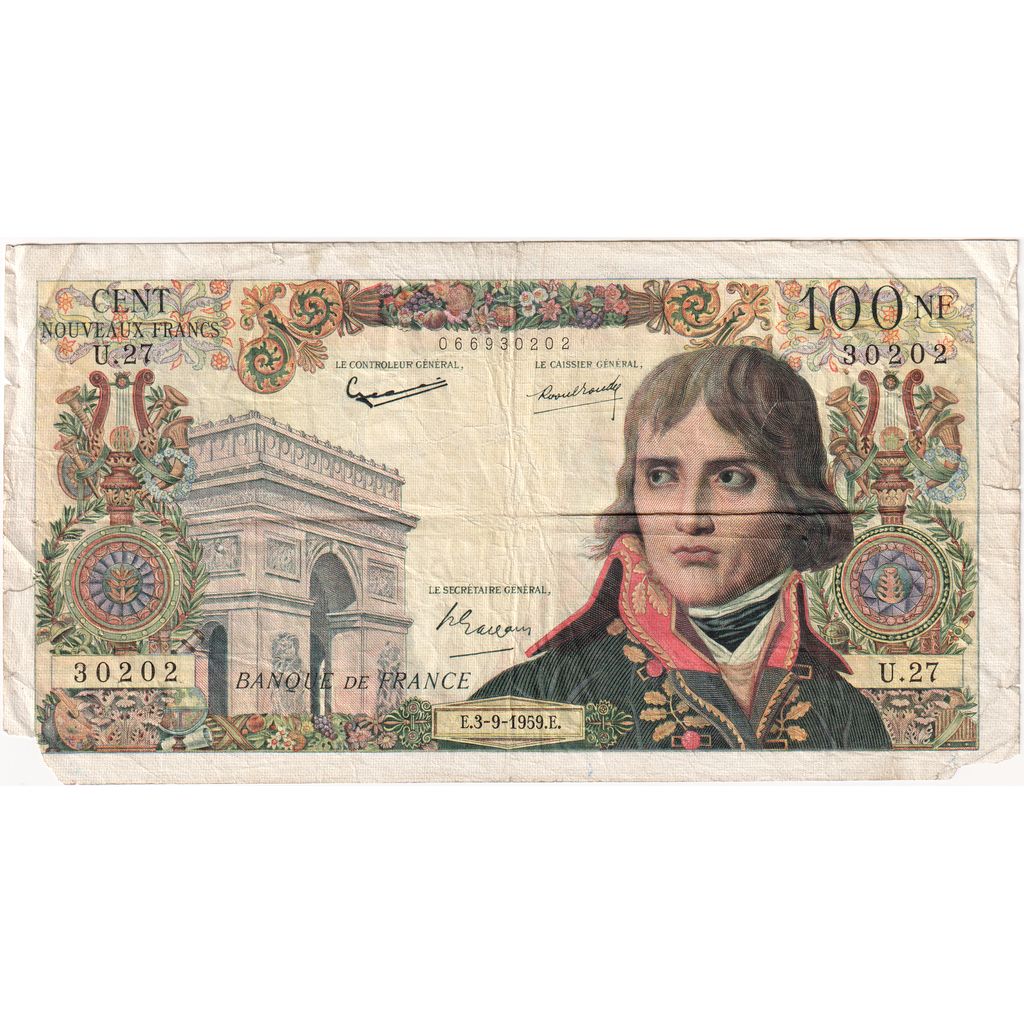 Frankreich, 100 Nouveaux Francs, Bonaparte, 1959-09-03, U.27, SGE+