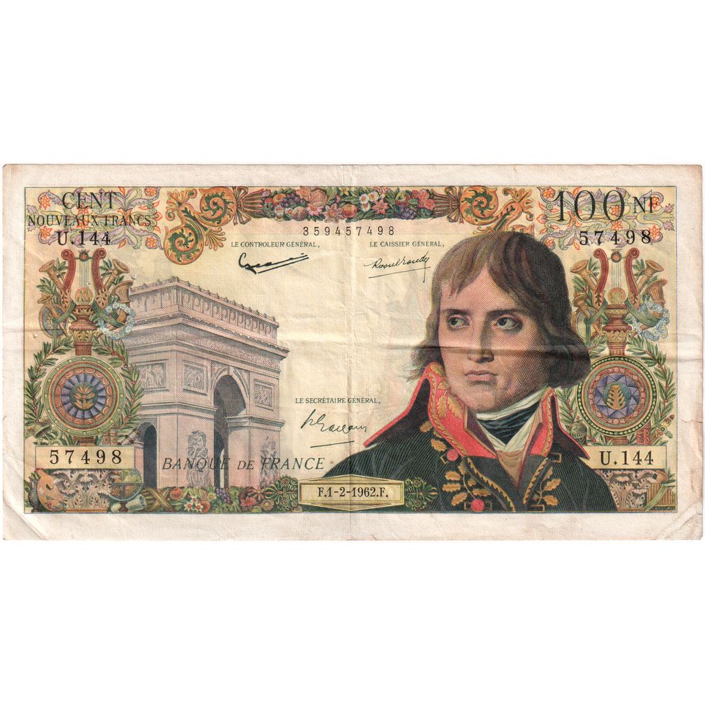 Francja, 100 Nouveaux Francs, Bonaparte, 1962-02-01, U.144, VF(20-25)