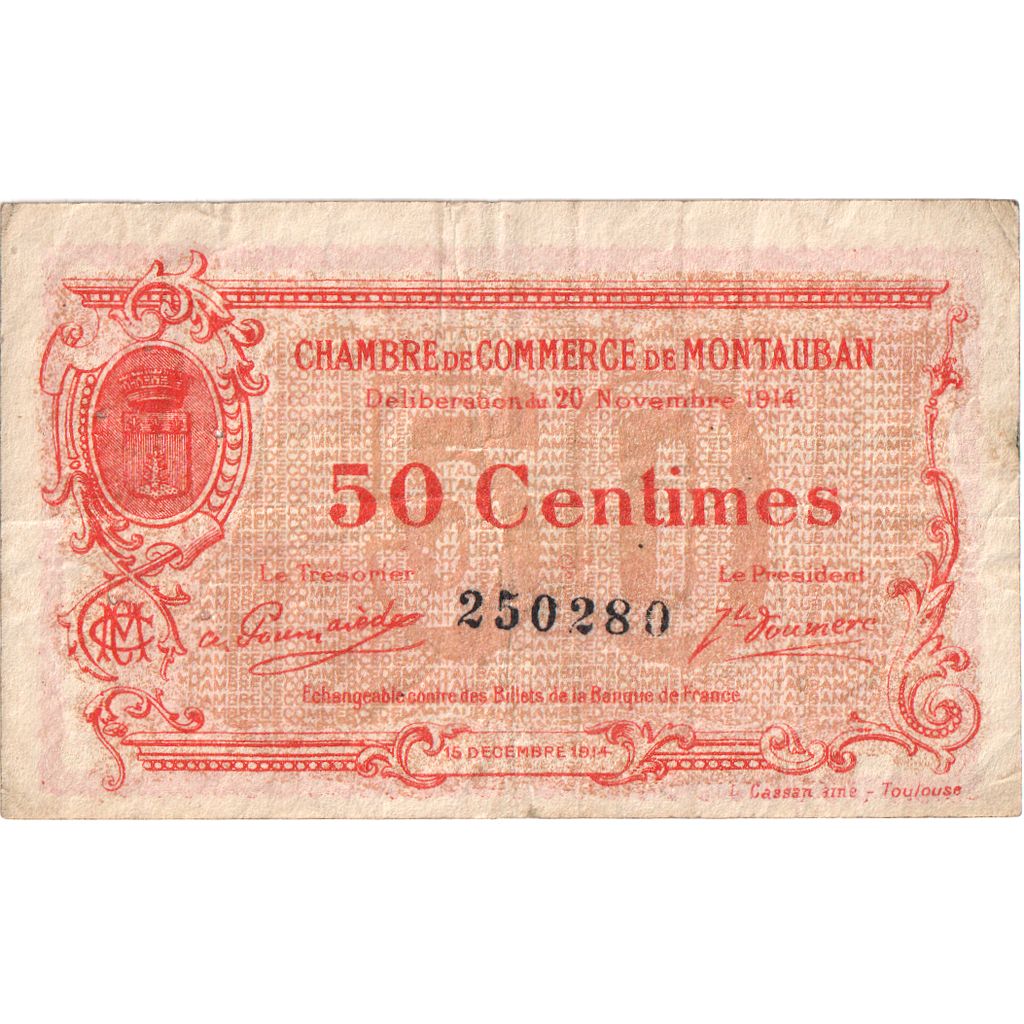 France, Montauban, 50 Centimes, 1914-11-20, 250280, VF(20-25)