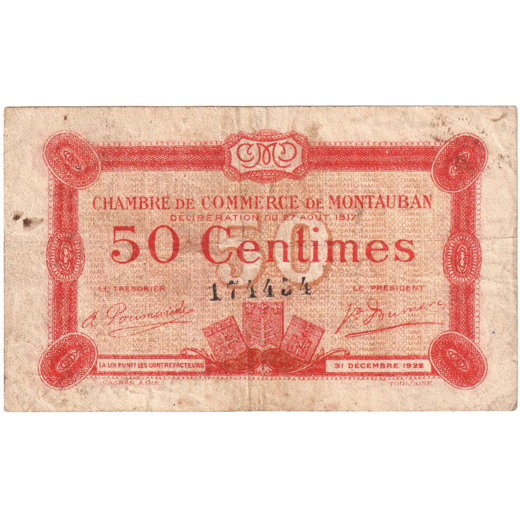 Francia, Montauban, 50 Centimes, 1917-08-27, 174454, MB