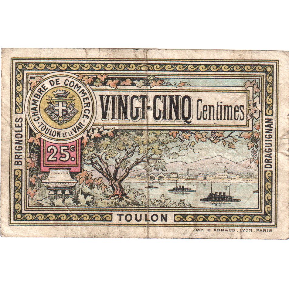 France, Toulon, 25 Centimes, 1921-02-03, Serie 8, VF(20-25)