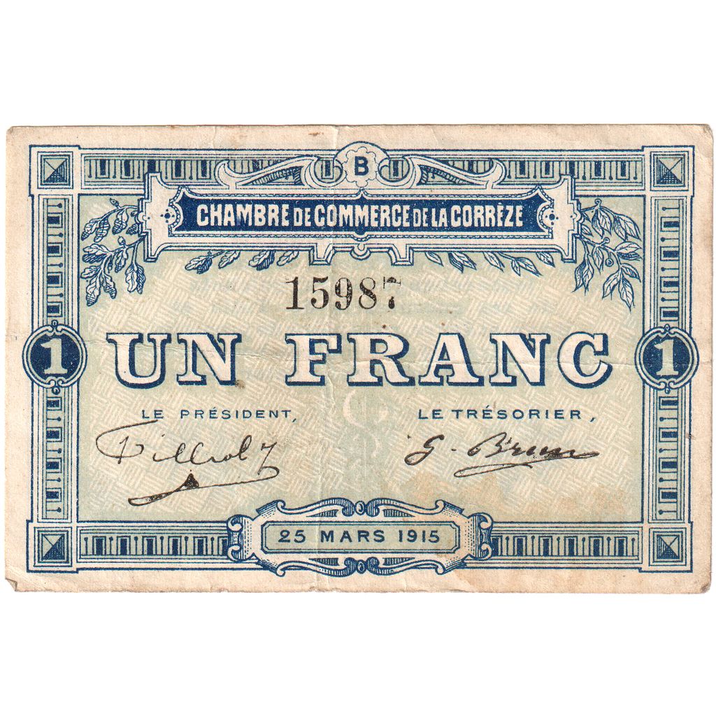 Francja, Corrèze, 1 Franc, 1915-03-25, 15987, VF(20-25)