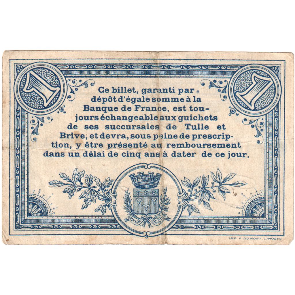 Francja, Corrèze, 1 Franc, 1915-03-25, 15987, VF(20-25)