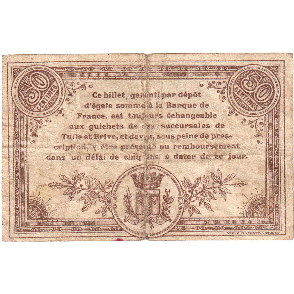 France, Corrèze, 50 Centimes, 1915-03-15, 63498, VF(20-25)