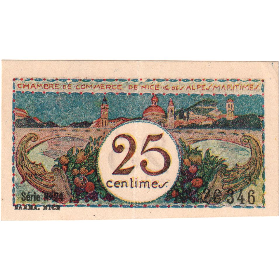 France, Nice, 25 Centimes, SERIE 24, EF(40-45)