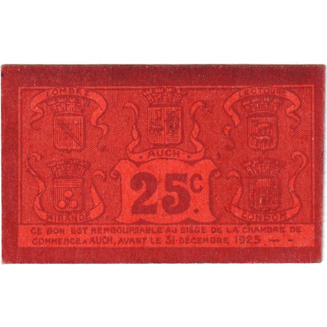 France, Gers, 25 Centimes, 1925-12-31, Serie A, AU(55-58)