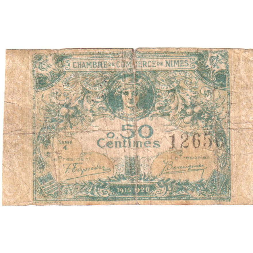 France, Nîmes, 50 Centimes, 1920-06-04, SERIE 4, VG(8-10)