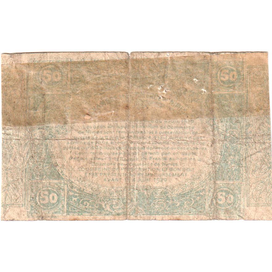 France, Nîmes, 50 Centimes, 1920-06-04, SERIE 4, VG(8-10)