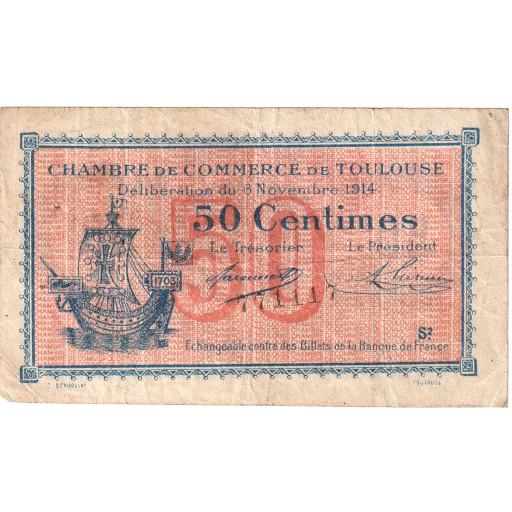 Frankrijk, Toulouse, 50 Centimes, 1914-11-06, 771117, TB+